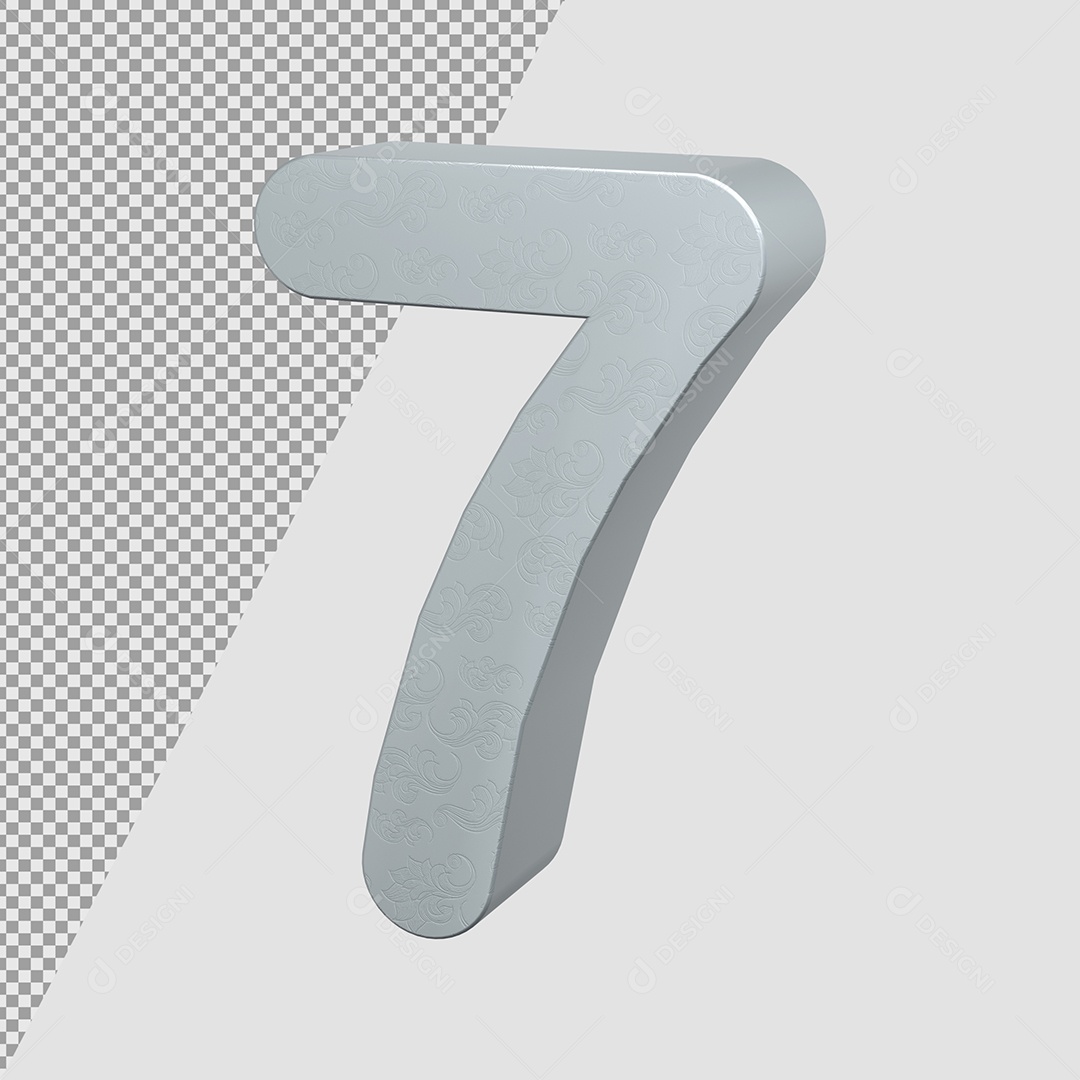 Número 7 Cinza Elemento 3D Para composição PSD