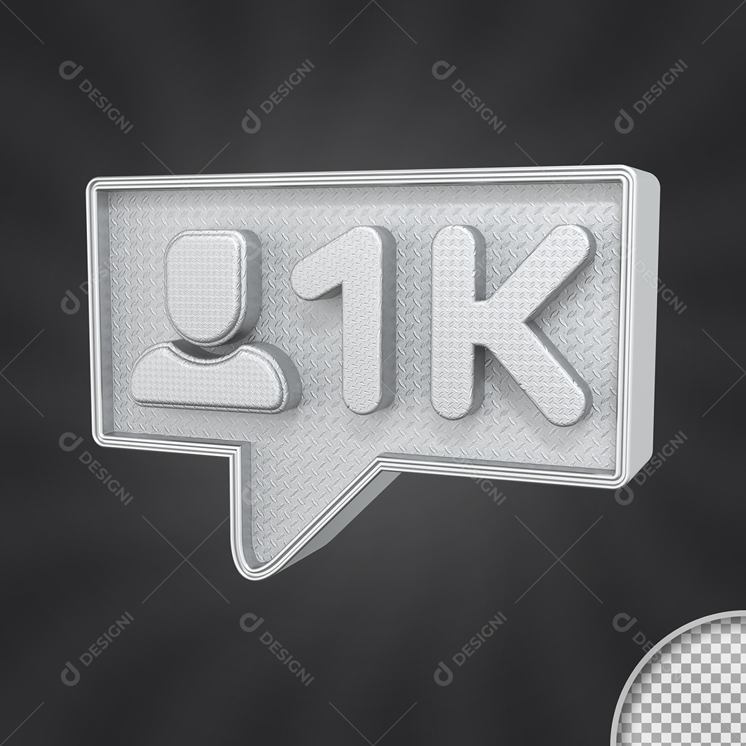 1k Silver Gray 3D Icon of Followers Composite Element PSD