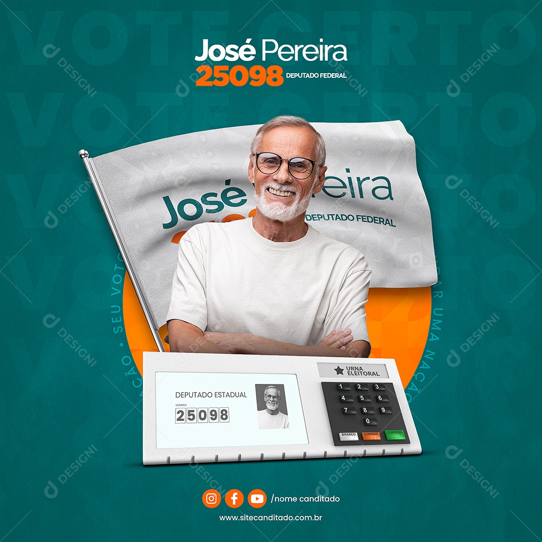 Deputado Estadual Vote José Pereira Política Social Media PSD Editável