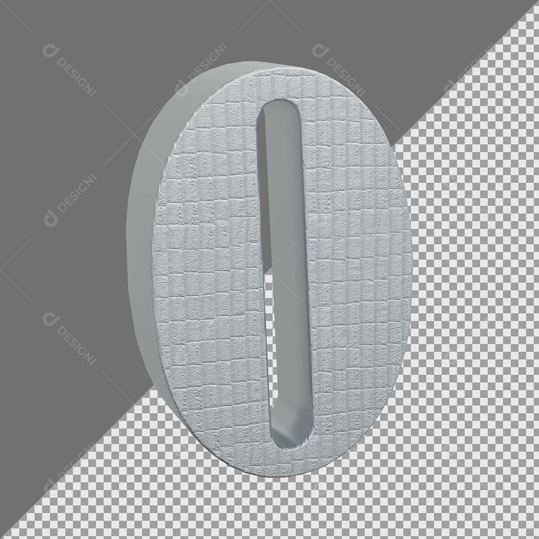 Número 0 Cinza Elemento 3D Para composição PSD