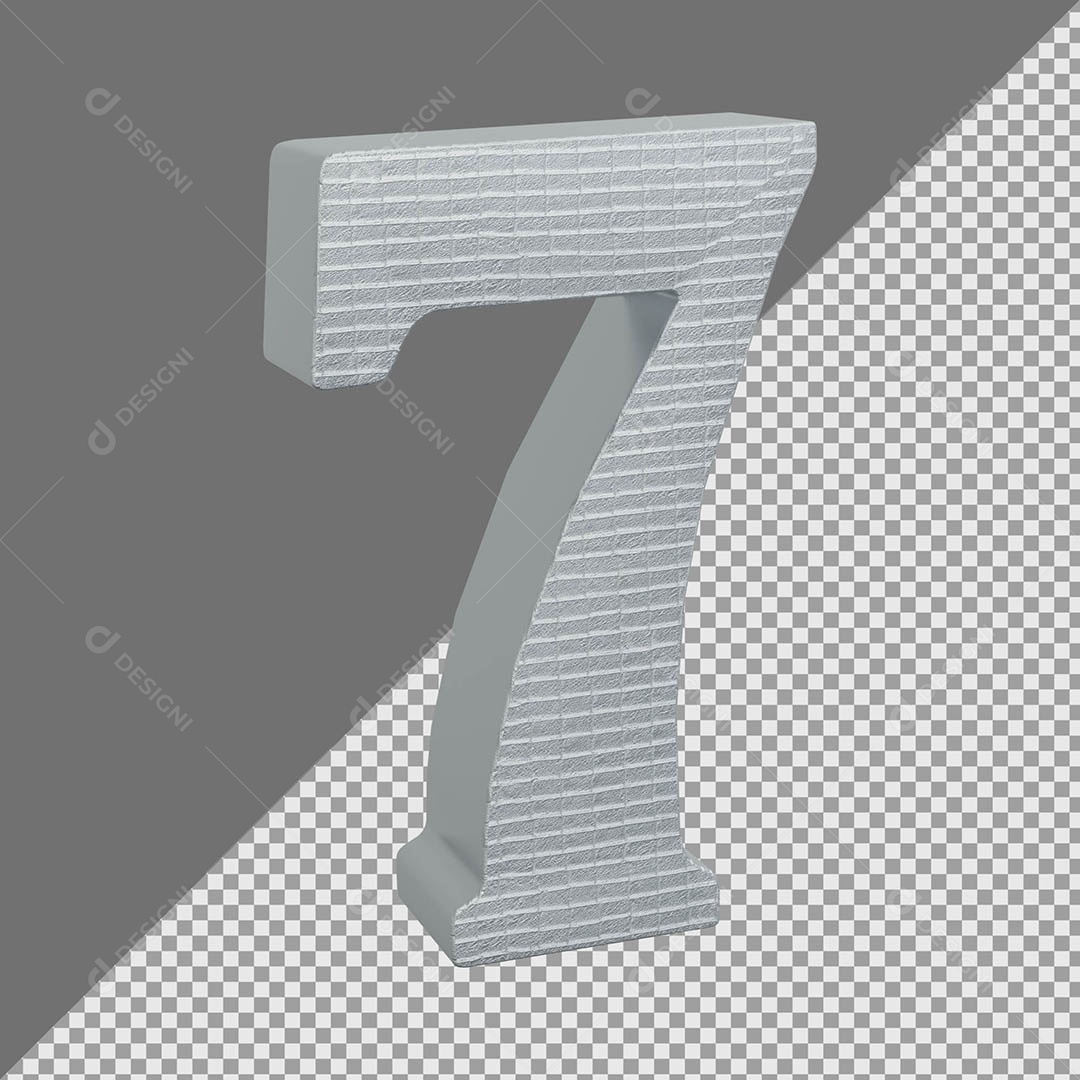 Número 7 Cinza Elemento 3D Para composição PSD