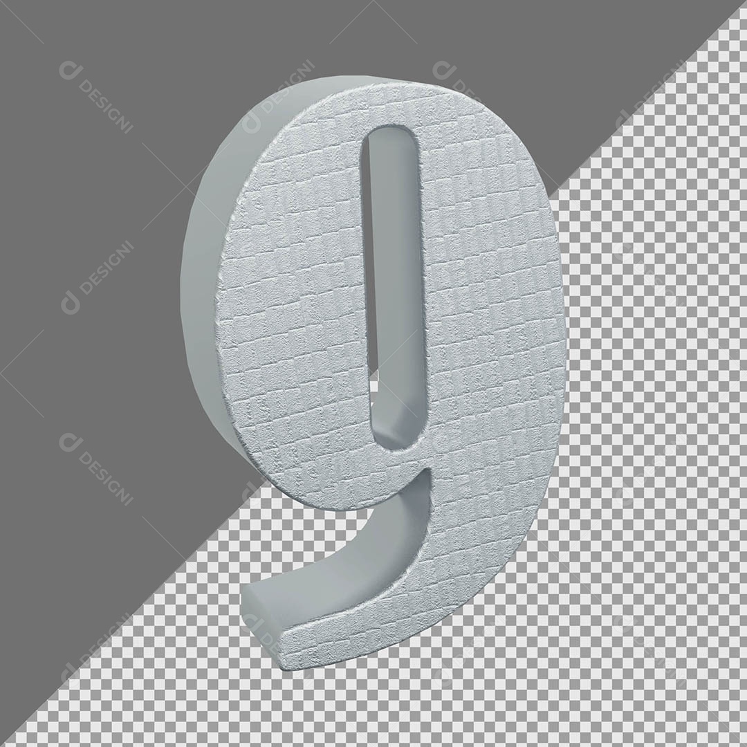 Número 9 Cinza Elemento 3D Para composição PSD