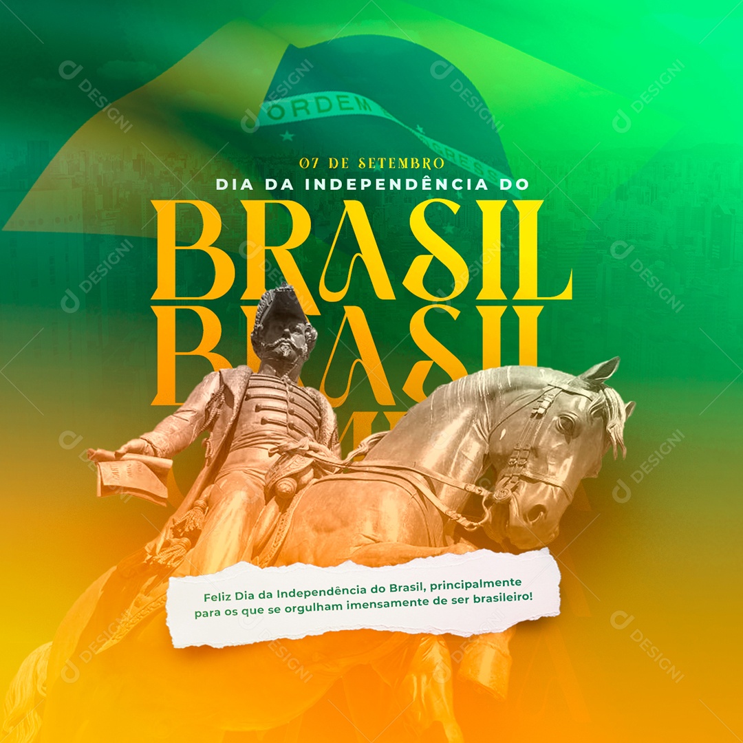 Feliz Dia da Independência do Brasil 7 de Setembro Social Media PSD Editável