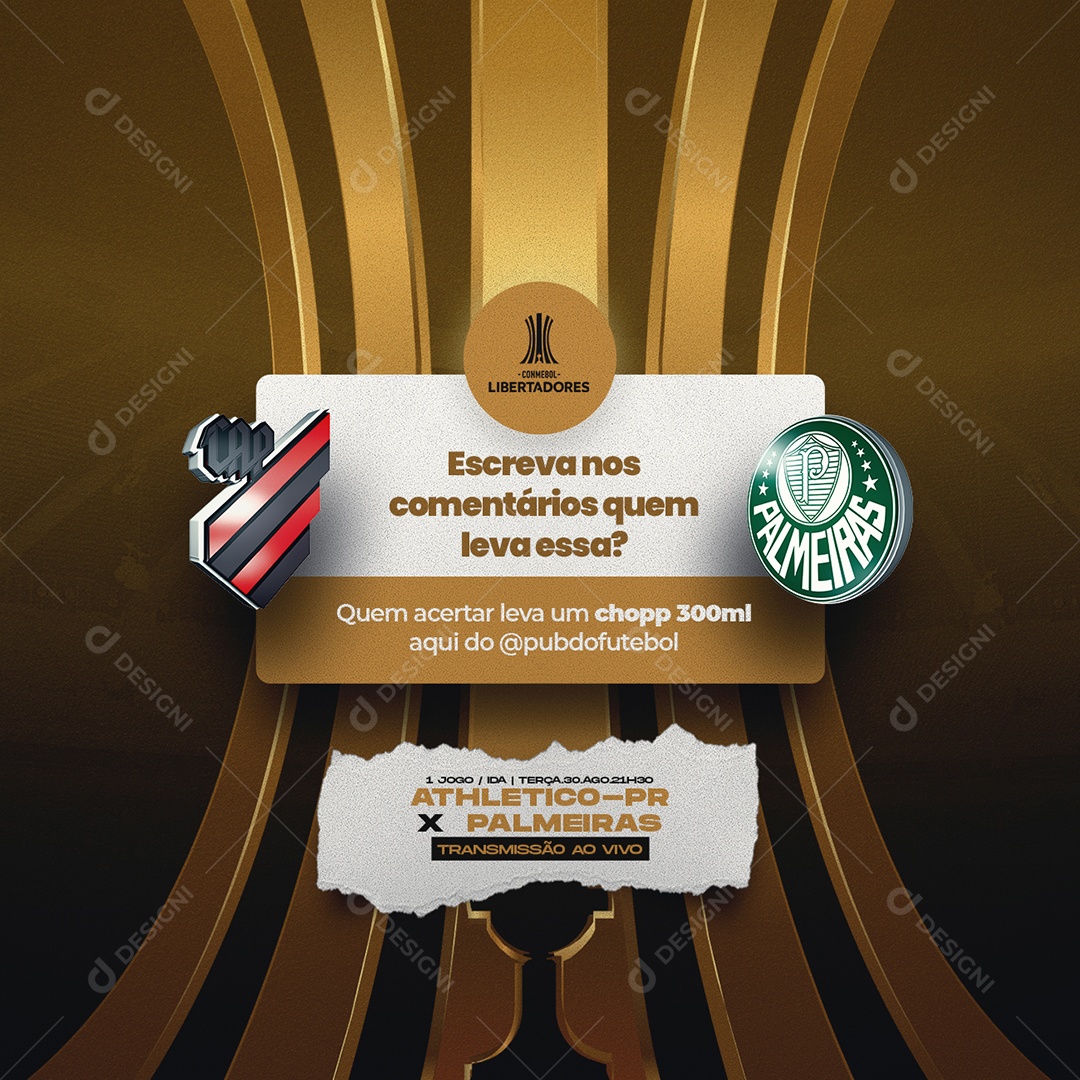 Futebol Athletico Paranaense vs Palmeiras Semifinal da Copa Libertadores Social Media PSD Editável