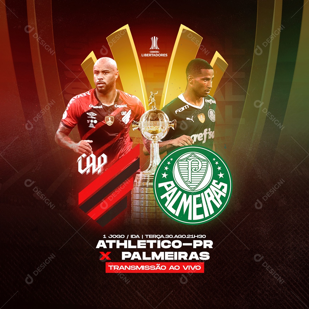 Futebol Athletico Paranaense vs Palmeiras Semifinal da Copa Libertadores Social Media PSD Editável