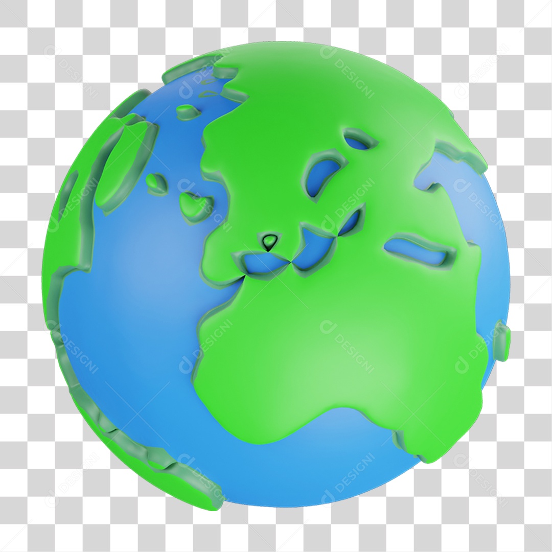Elemento 3D Planeta Terra para Composição PNG Transparente