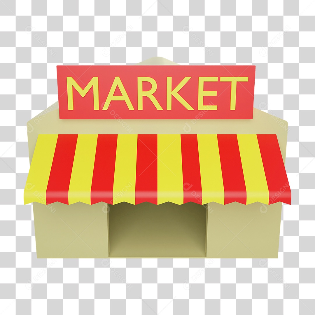 Elemento 3D Mercado Market PNG Transparente