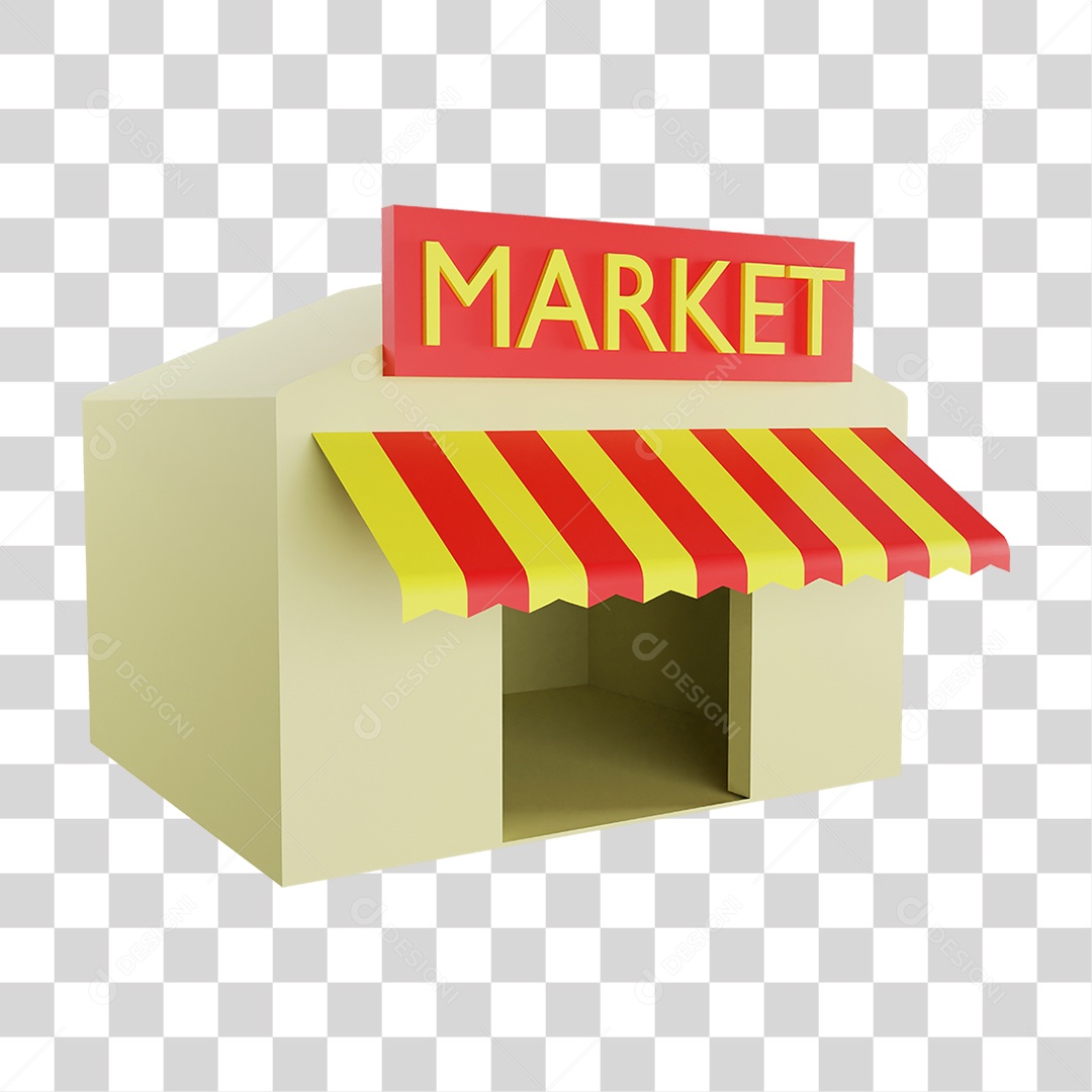 Elemento 3D Mercado Market PNG Transparente