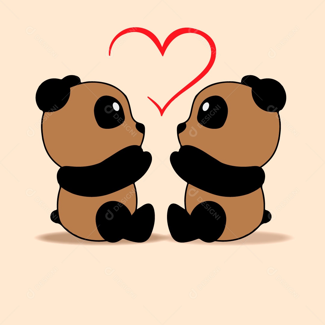 Desenho de Filhotes de Panda Ilustração Vetores EPS