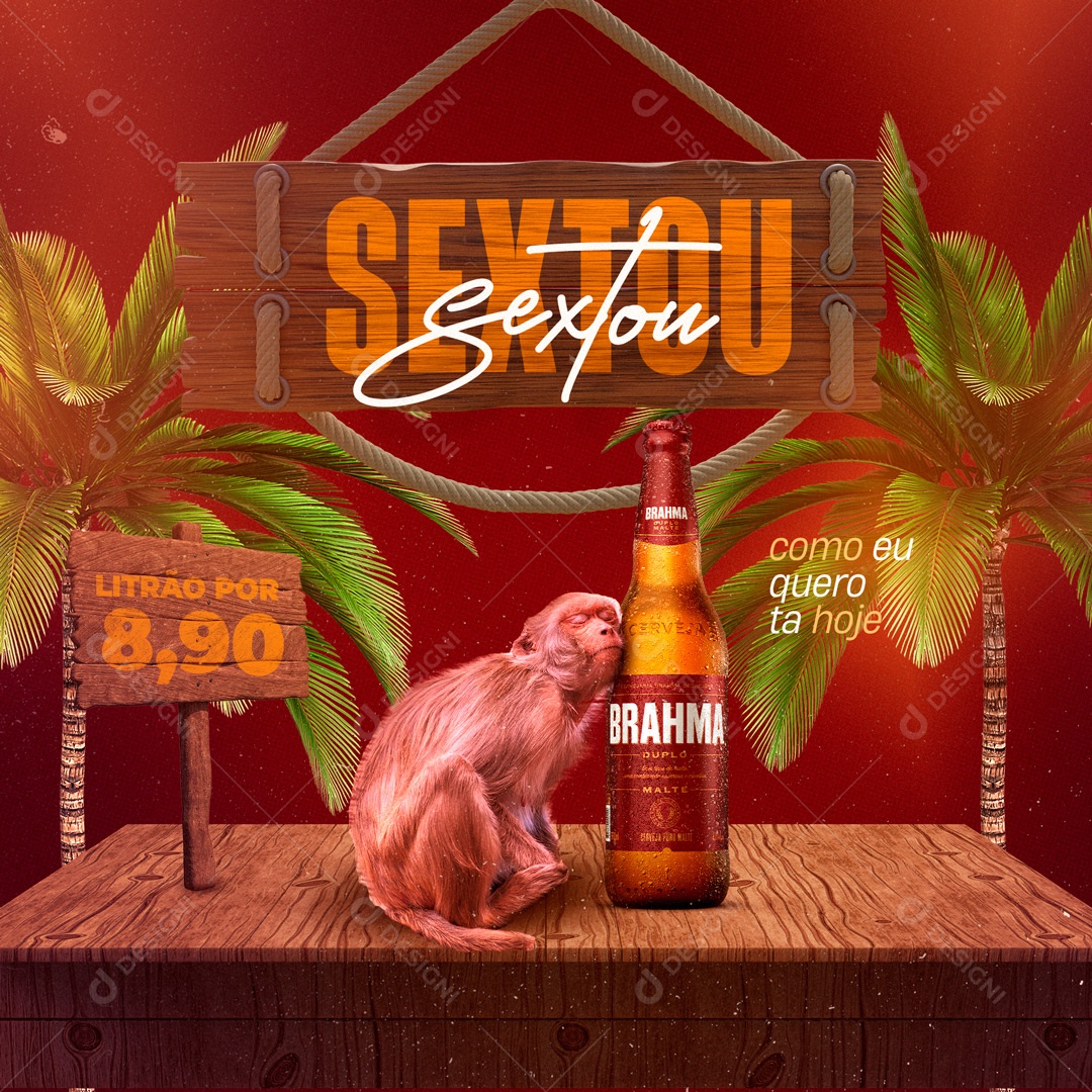 Social Media Bebidas Cerveja Gelada Sextou PSD Editável