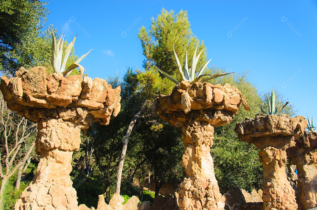 Parque guell atrações turísticas em Barcelona Espanha.