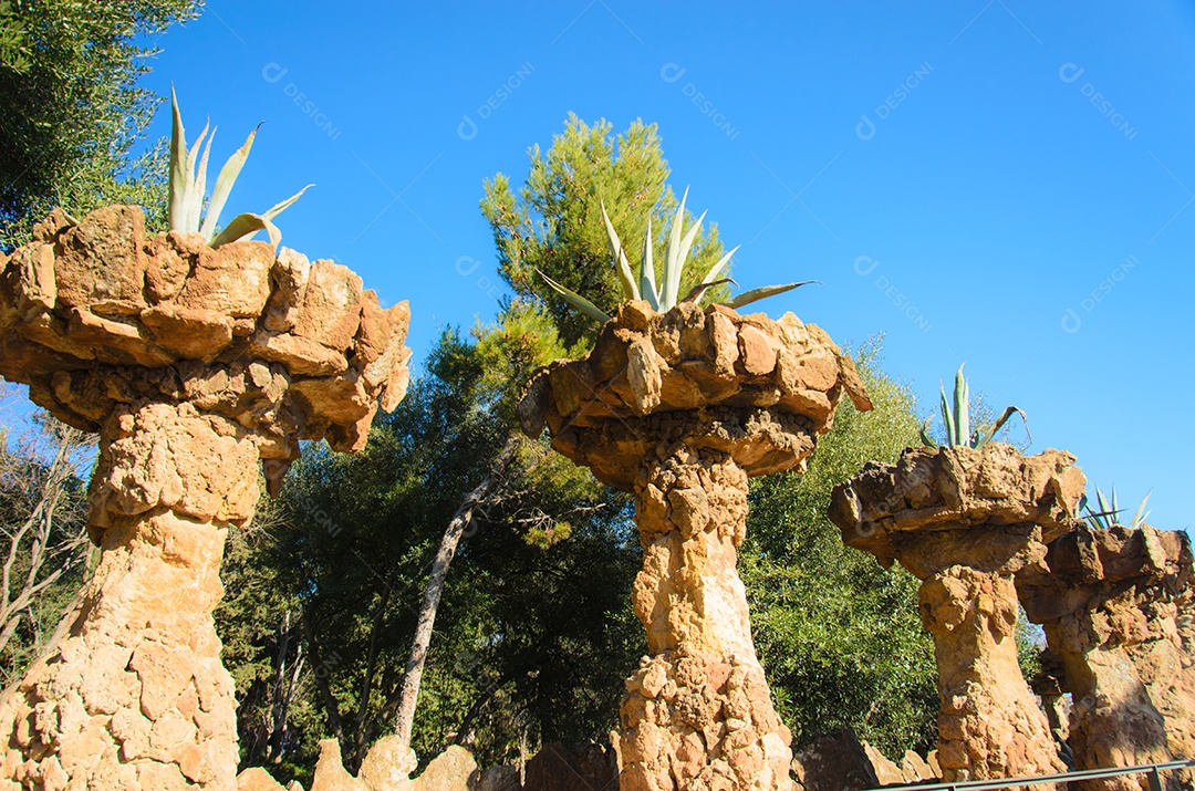 Parque guell atrações turísticas em Barcelona Espanha.