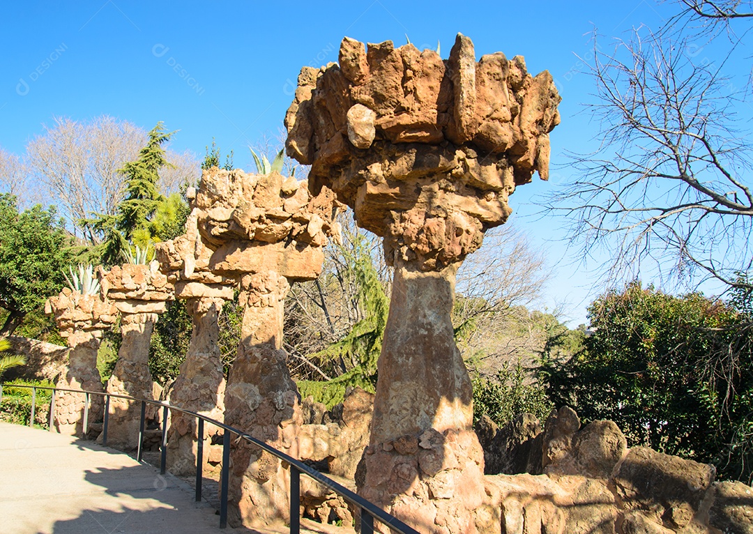 Parque guell atrações turísticas em Barcelona Espanha.