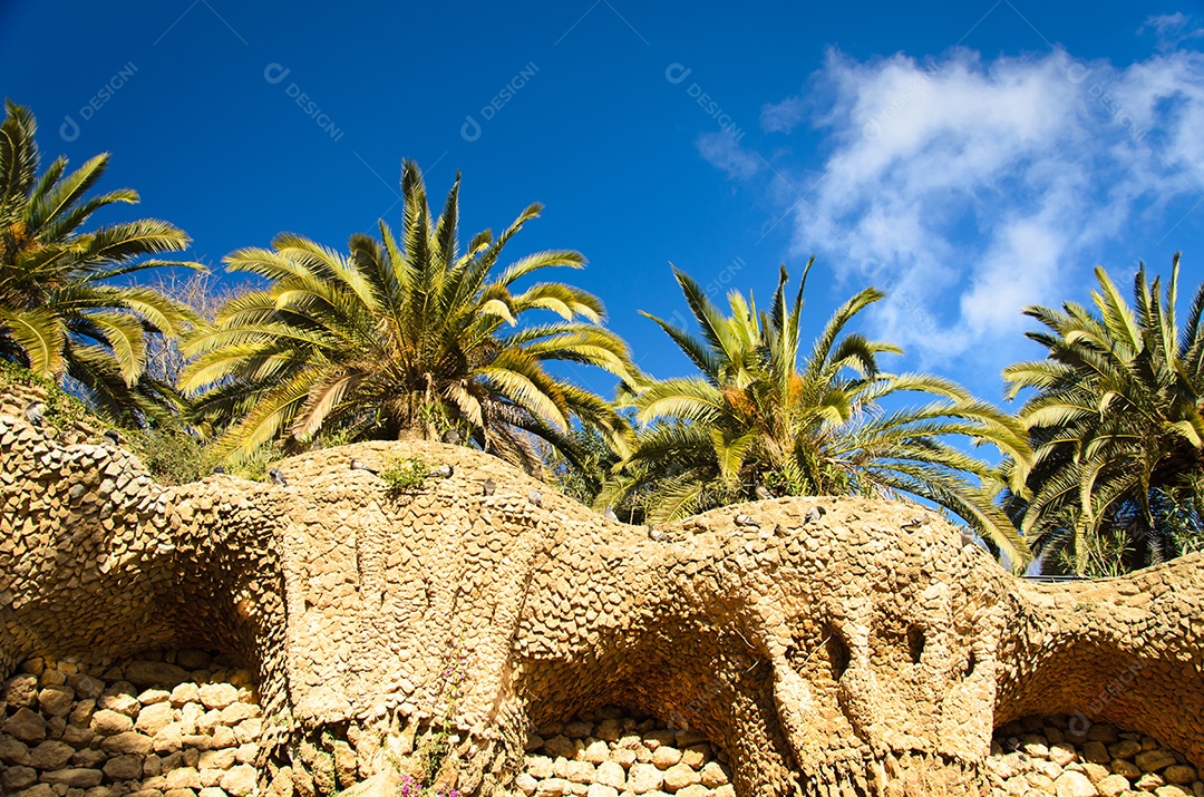 Parque guell atrações turísticas em Barcelona Espanha.