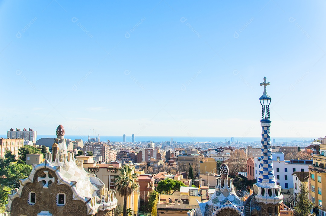 Parque guell atrações turísticas em Barcelona Espanha.