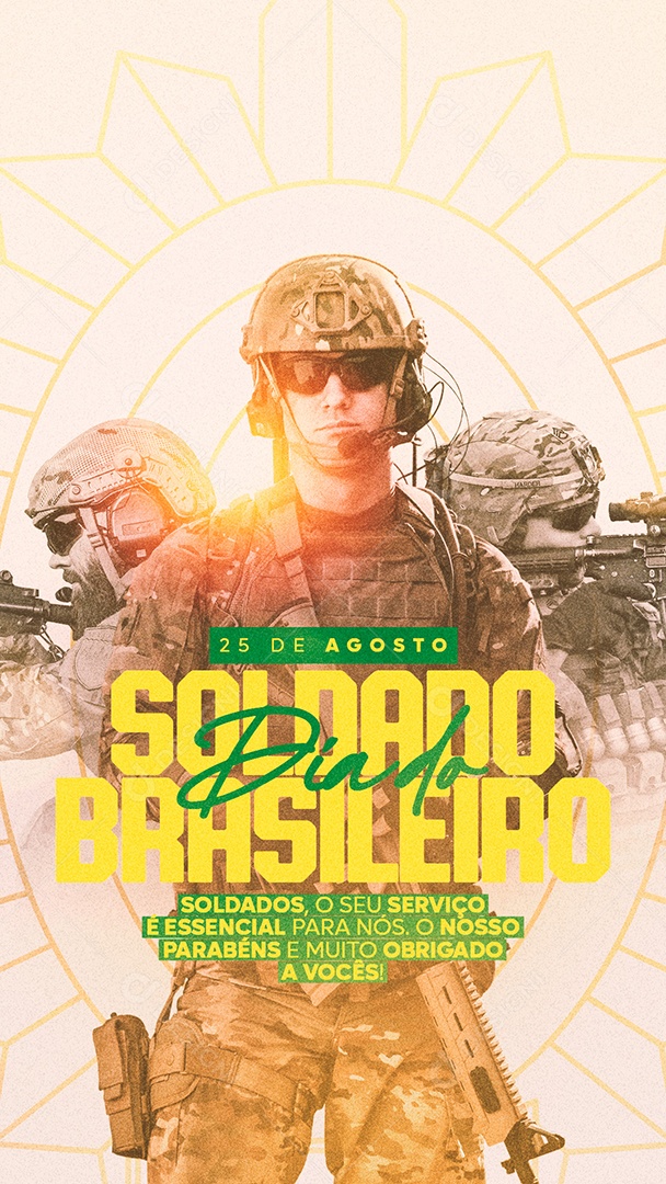 Story Soldados o seu serviço é essencial para nós Dia do Soldado Social Media PSD Editável