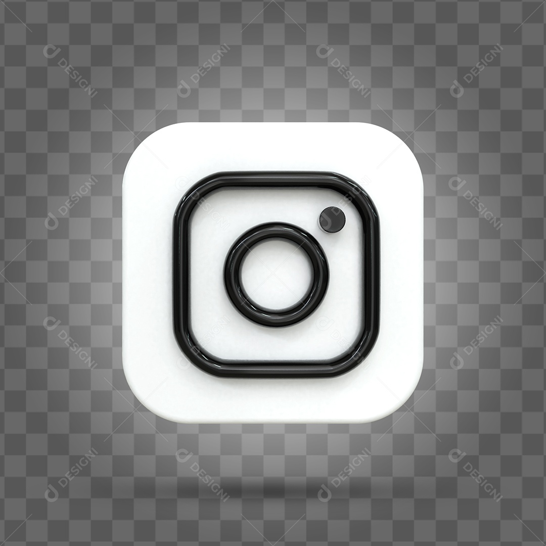 Instagram Elemento 3D preto e branco Para Composição PSD