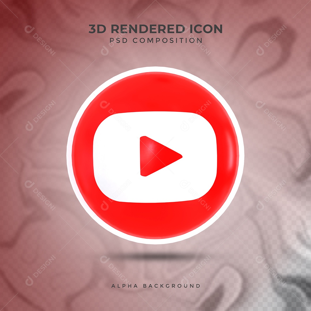 Youtube Ícone 3D Para Composição PSD