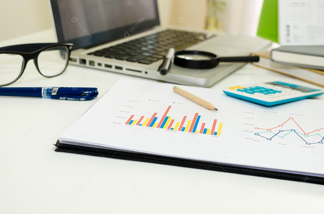 Gráficos e gráficos de finanças, conceito de negócio de investimento financeiro