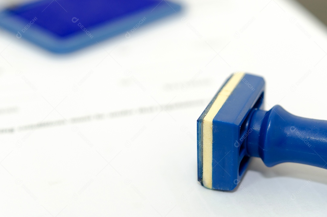Carimbos de documentos de cor azul