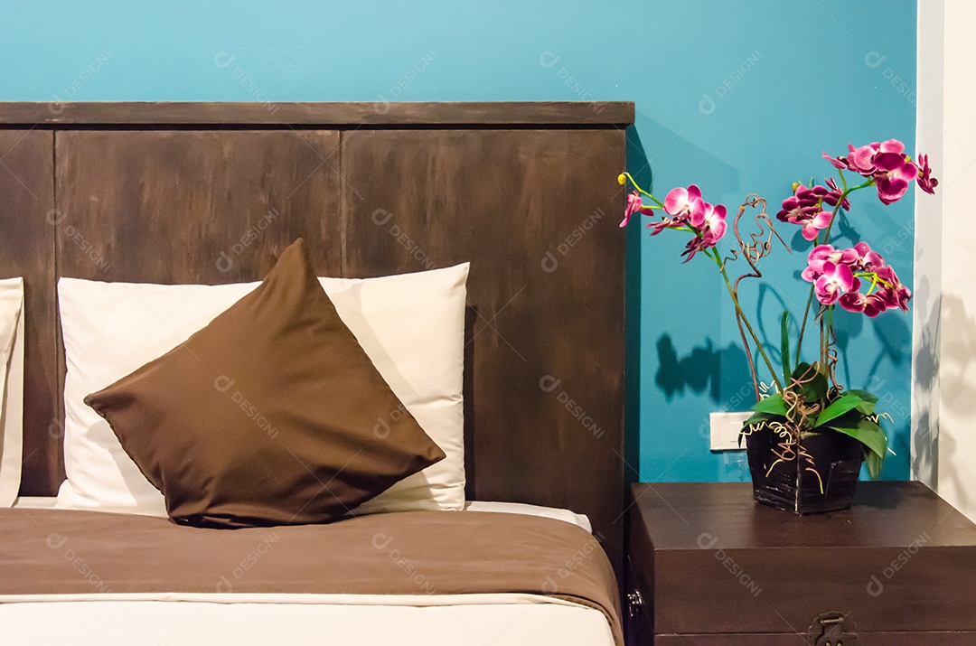 Decoração de quarto de hotel luxuoso, mas genérico