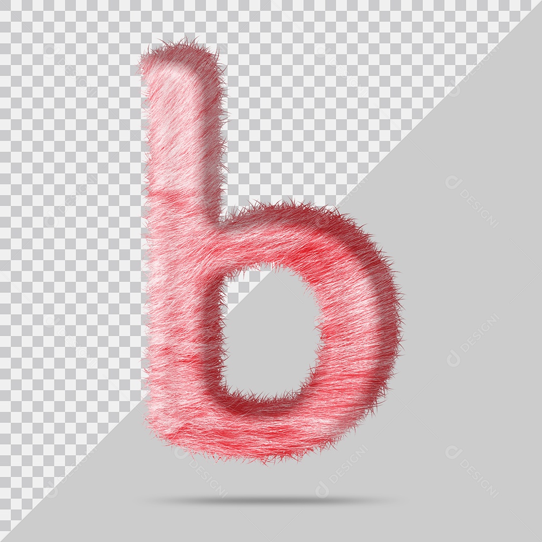 Letra b minúscula com pele Vermelho Pintada Ilustração 3D PSD