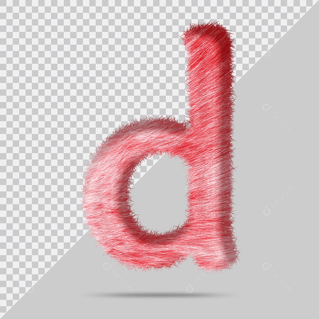 Letra d minúscula com pele Vermelho Pintada Ilustração 3D PSD