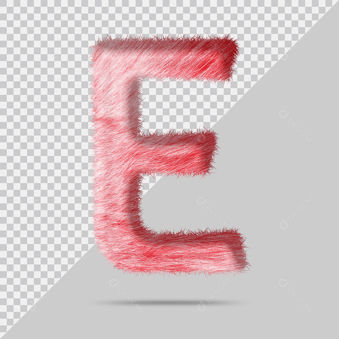 Letra E Maiúscula com pele Vermelho Pintada Ilustração 3D PSD