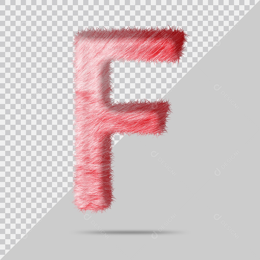 Letra F Maiúscula com pele Vermelho Pintada Ilustração 3D PSD