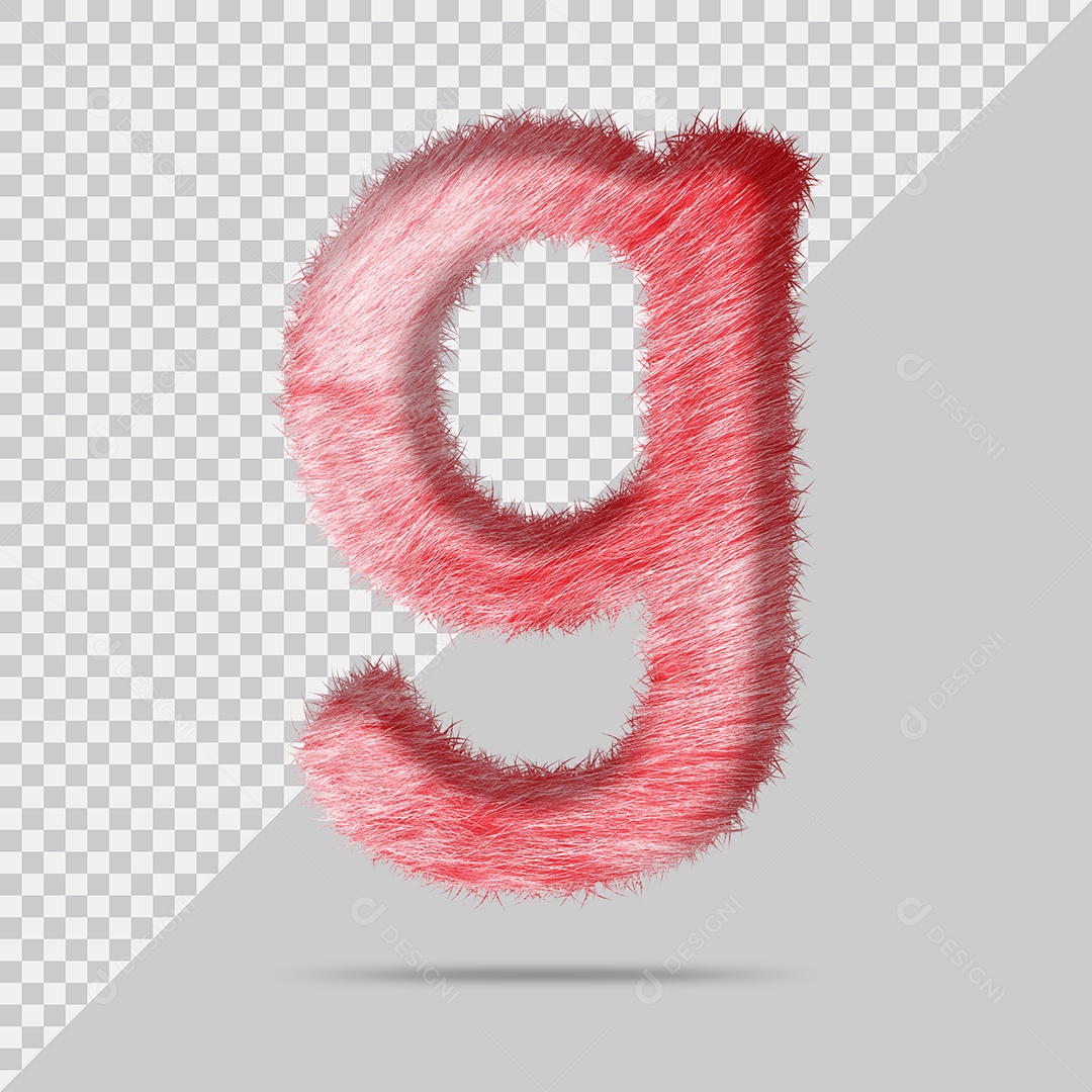 Letra g minúscula com pele Vermelho Pintada Ilustração 3D PSD