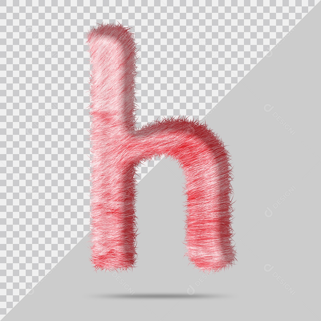 Letra h minúscula com pele Vermelho Pintada Ilustração 3D PSD