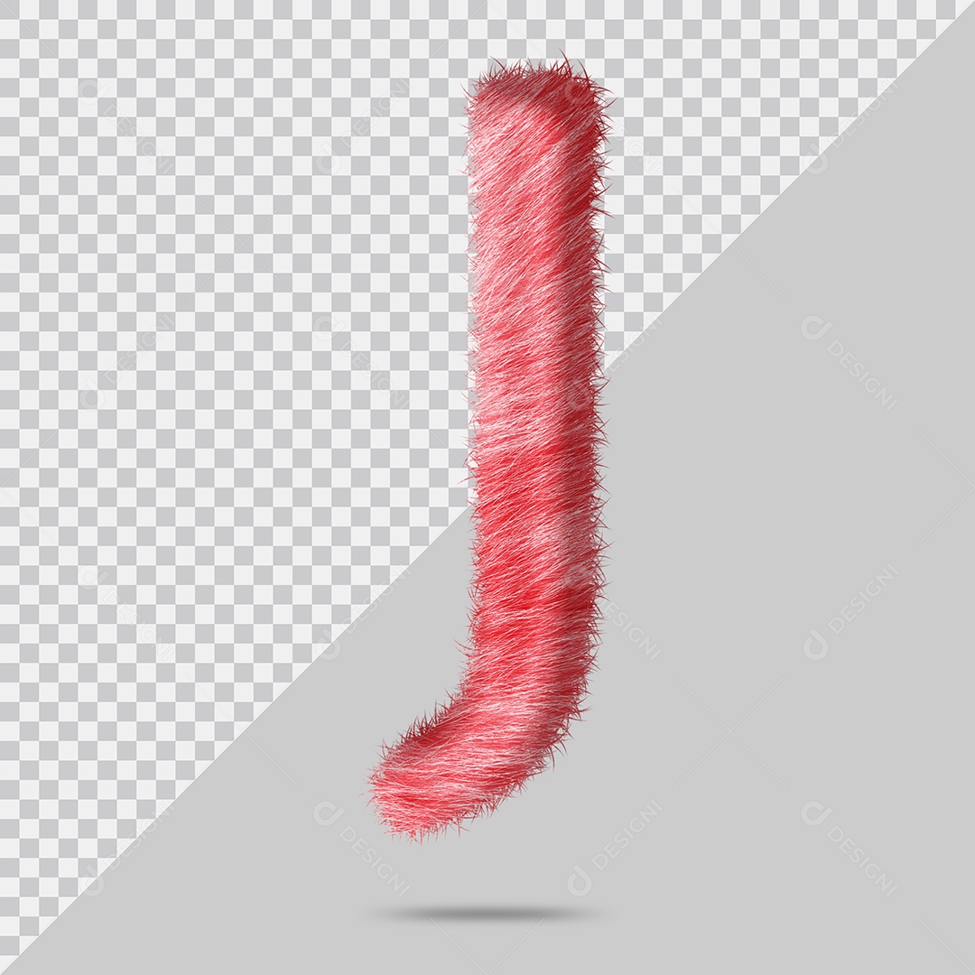 Letra J Maiúscula com pele Vermelho Pintada Ilustração 3D PSD