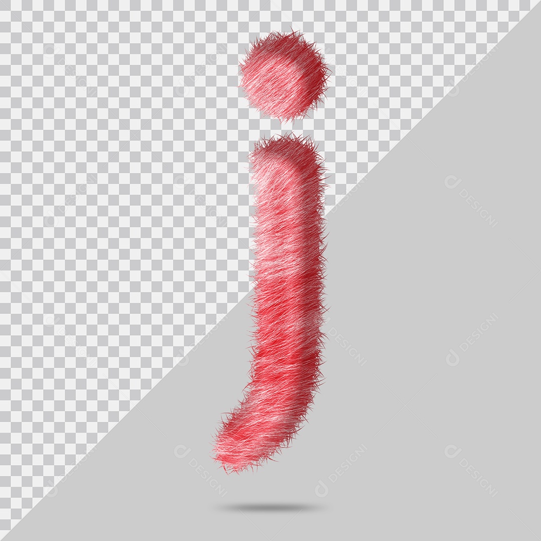 Letra j minúscula com pele Vermelho Pintada Ilustração 3D PSD