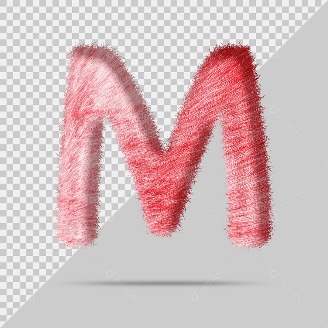 Letra M Maiúscula com pele Vermelho Pintada Ilustração 3D PSD