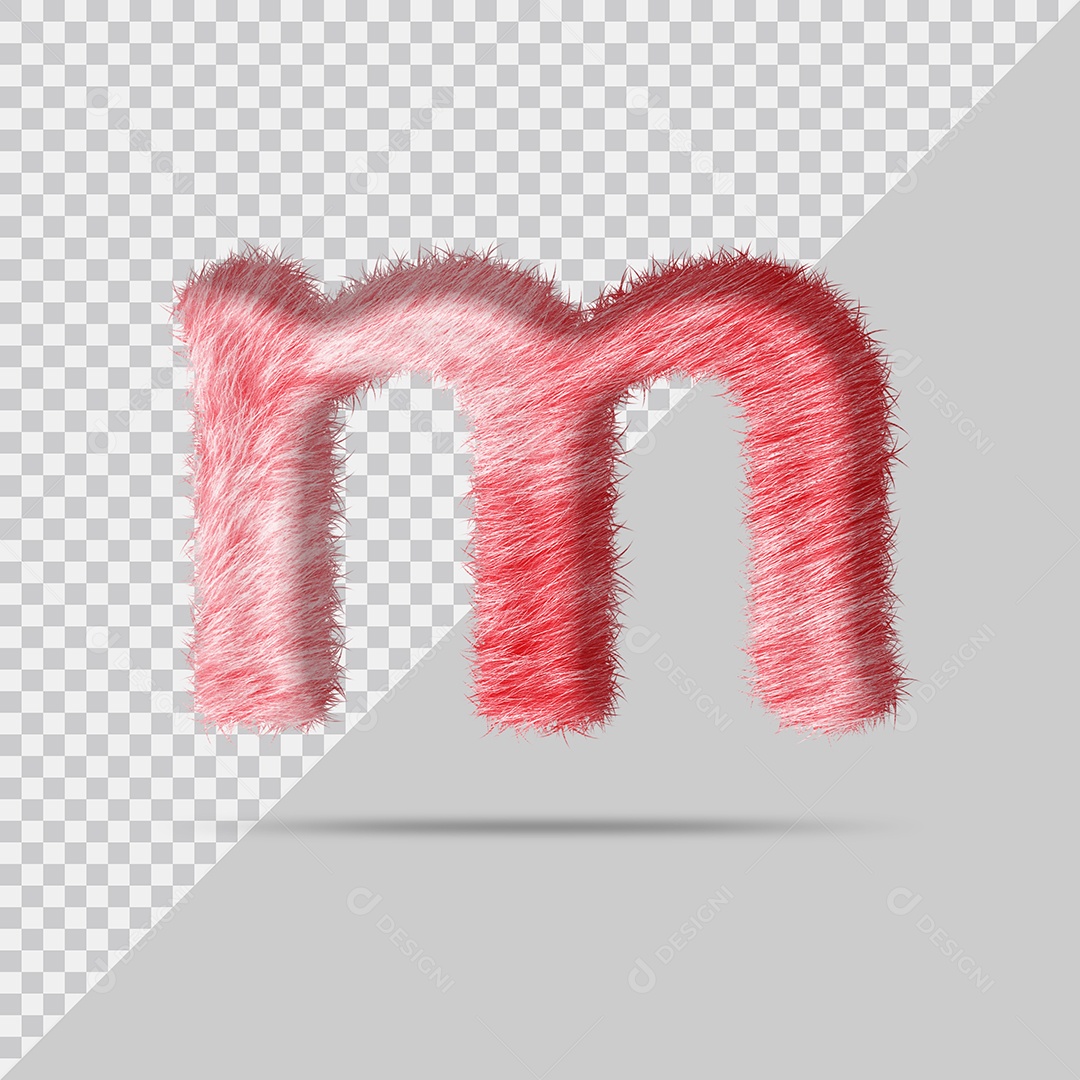 Letra m minúscula com pele Vermelho Pintada Ilustração 3D PSD