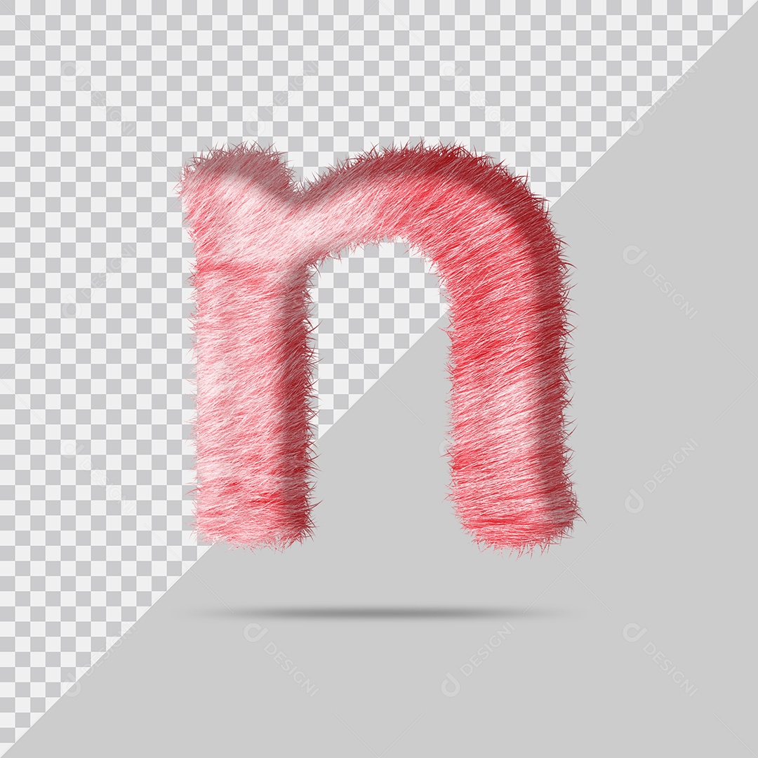 Letra n minúscula com pele Vermelho Pintada Ilustração 3D PSD