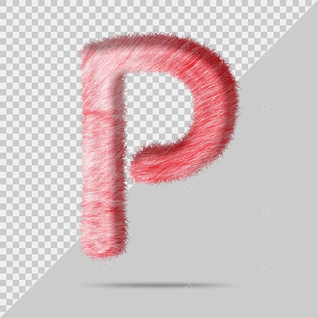 Letra P Maiúscula com pele Vermelho Pintada Ilustração 3D PSD