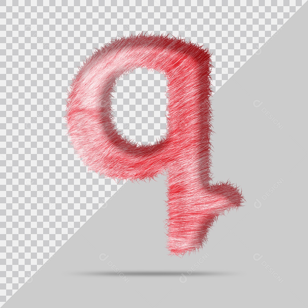 Letra q minúscula com pele Vermelho Pintada Ilustração 3D PSD