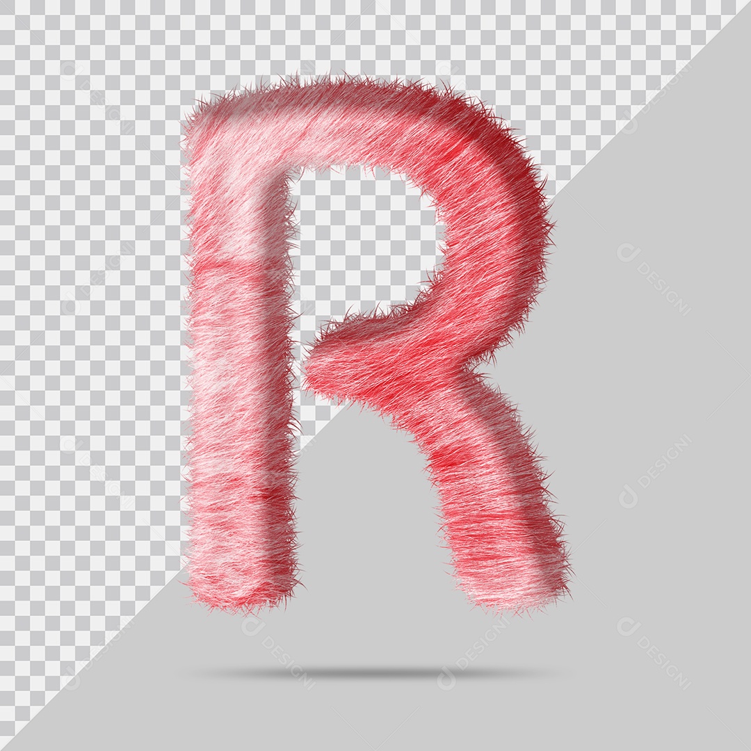 Letra R Maiúscula com pele Vermelho Pintada Ilustração 3D PSD