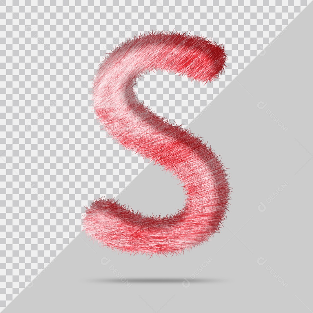 Letra S Maiúscula com pele Vermelho Pintada Ilustração 3D PSD