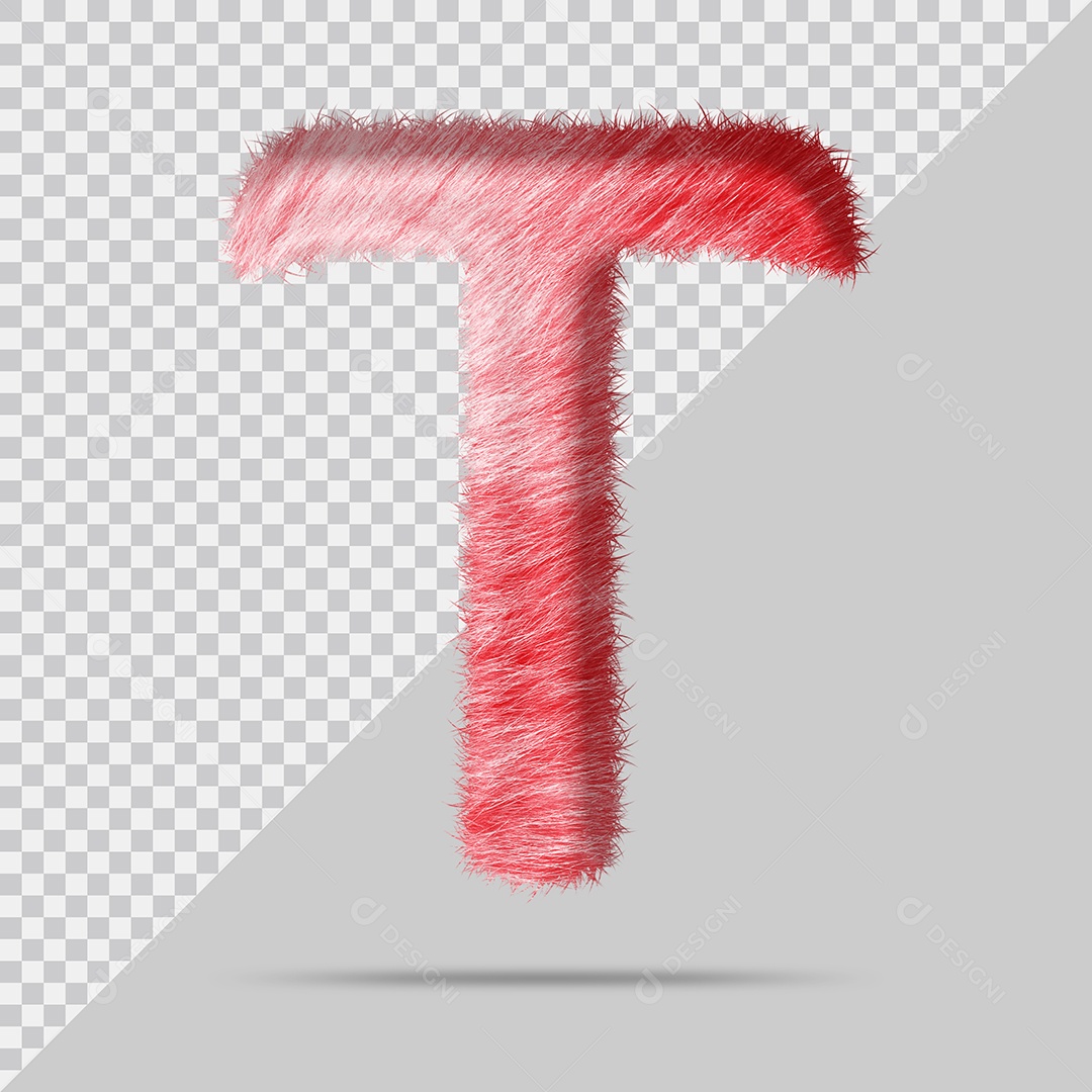 Letra T Maiúscula com pele Vermelho Pintada Ilustração 3D PSD