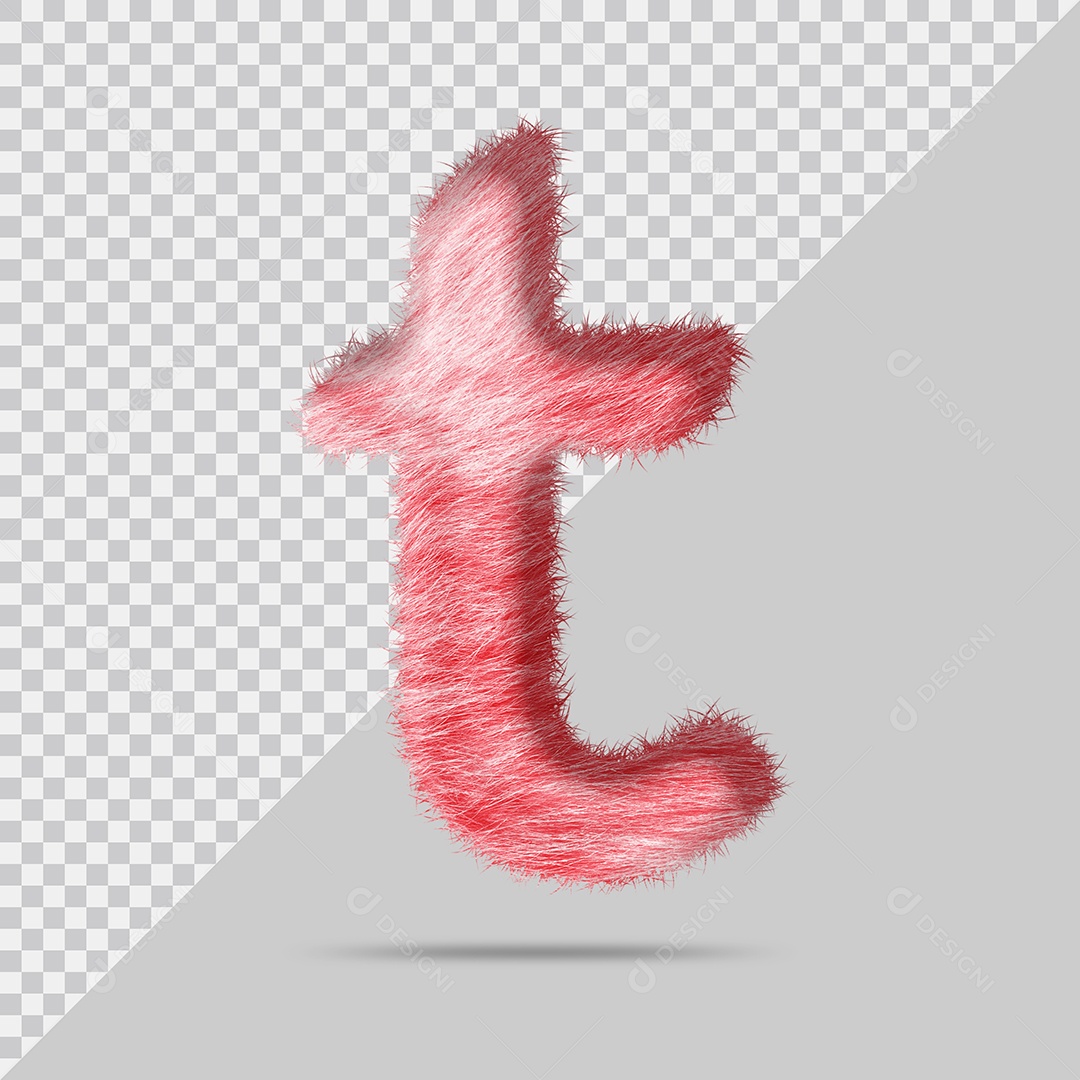 Letra t minúscula com pele Vermelho Pintada Ilustração 3D PSD