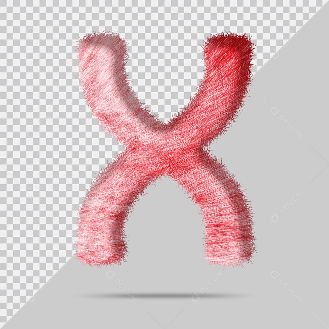 Letra X Maiúscula com pele Vermelho Pintada Ilustração 3D PSD