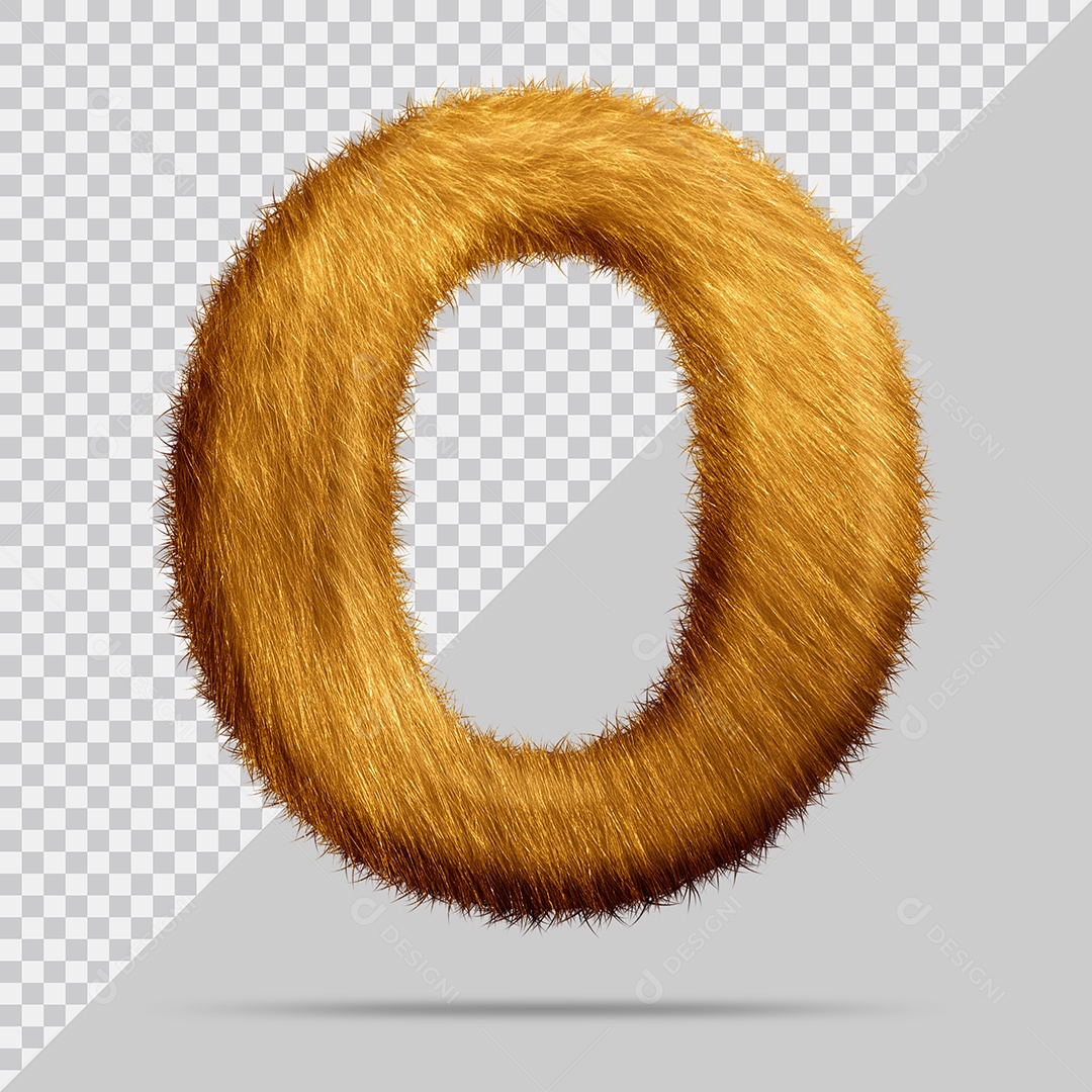 Número 0 com pelo Marrom Ilustração 3D PSD