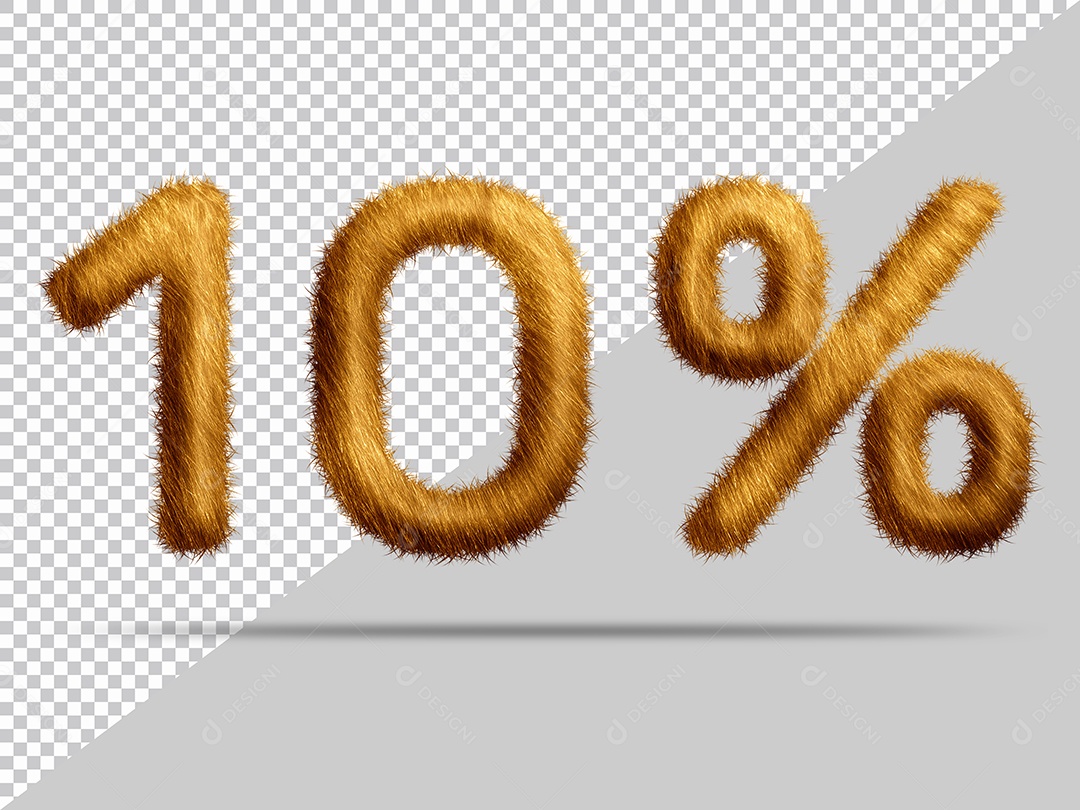 Número 10% por cento com pele Marrom Ilustração 3D PSD