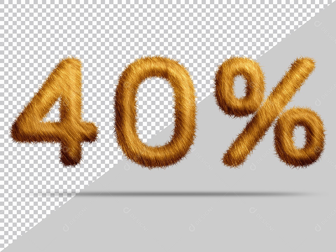 Número 40% por cento com pele Marrom Ilustração 3D PSD