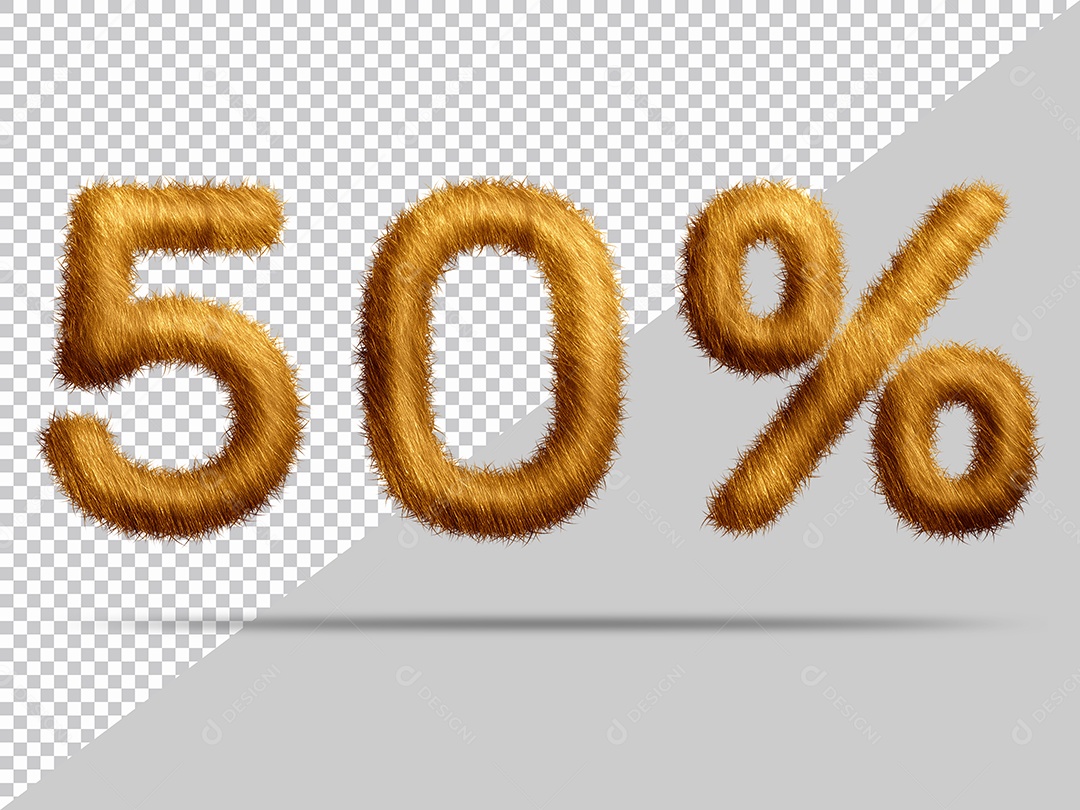 Número 50% por cento com pele Marrom Ilustração 3D PSD