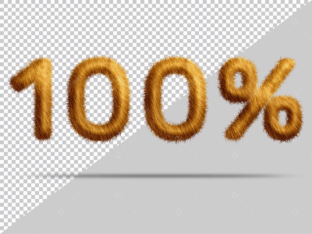 Número 100% por cento com pele Marrom Ilustração 3D PSD