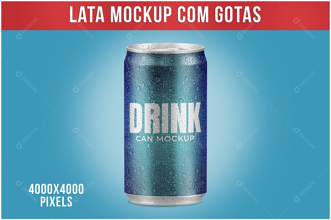 Lata Mockup Bebida PSD com Gotas 220ML