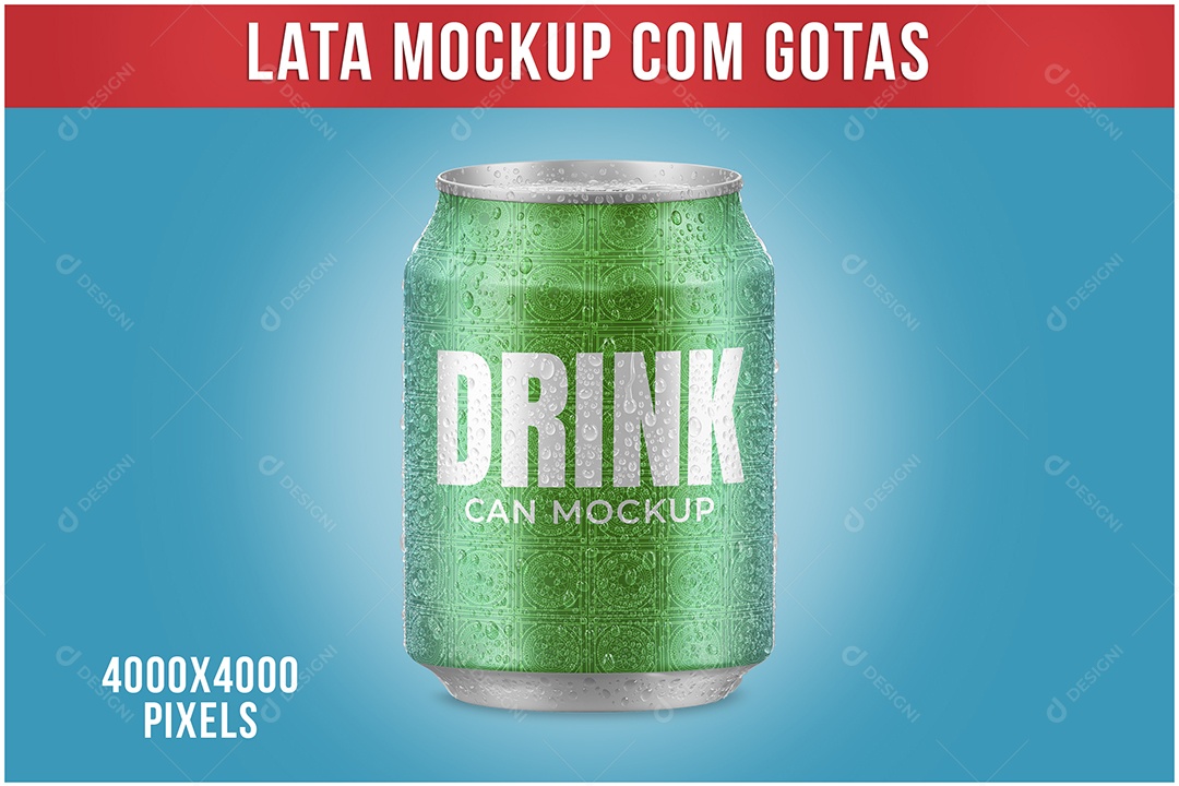 Lata Mockup Bebida PSD com Gotas 250ML